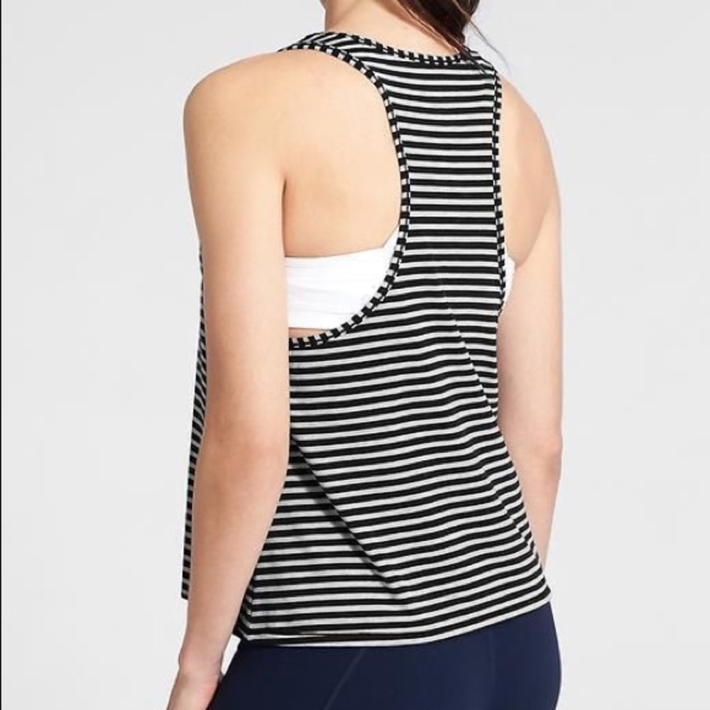 Athleta Stripe Essence Tank Top / Navy/Grey